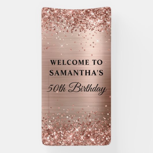 Banderoles Glitterie Rose Gold Foil 50e anniversaire Vertical (Verticale)