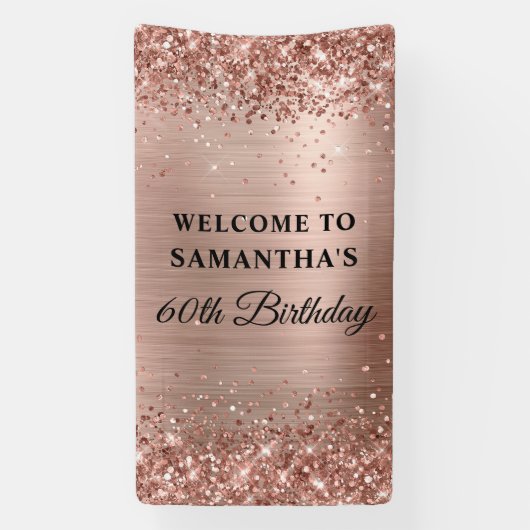 Banderoles Glitterie Rose Gold Foil 60e anniversaire Vertical (Verticale)