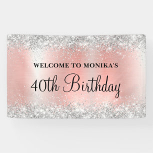 Banderoles Glittery Blush Rose Foil 40e anniversaire Bienvenu