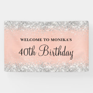 Banderoles Glittery Blush Rose Foil 40e anniversaire Bienvenu