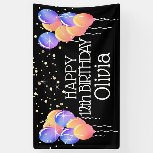 Banderoles Glittery Bright Pastels Fille's Happy Birthday (Vertical)