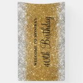 Banderoles Glittery Faux Gold Silver 40e anniversaire Bienven (Vertical)