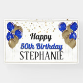 Banderoles Glittery Gold et Blue Happy Birthday Banner (Horizontal)