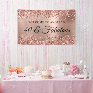 Banderoles Glittery Rose Gold Foil 40 & Fabulous Welcome