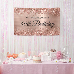 Banderoles Glittery Rose Gold Foil 40e anniversaire Bienvenue