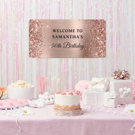 Banderoles Glittery Rose Gold Foil 50e anniversaire (Fête)