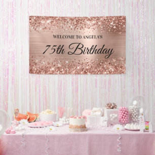 Banderoles Glittery Rose Gold Foil 75e anniversaire Bienvenue