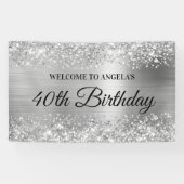 Banderoles Glittery Silver Foil 40e anniversaire Bienvenue (Horizontal)