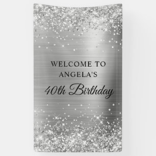 Banderoles Glittery Silver Foil 40e Anniversaire vertical