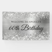 Banderoles Glittery Silver Foil 60e anniversaire Bienvenue (Horizontal)