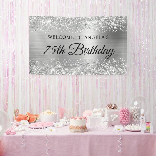 Banderoles Glittery Silver Foil 75e anniversaire Bienvenue (Fête)