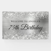 Banderoles Glittery Silver Foil 75e anniversaire Bienvenue (Horizontal)