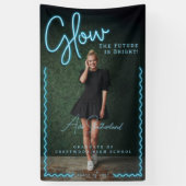 Banderoles Glow The Future is Bright Fun Blue Neon Graduation (Vertical)