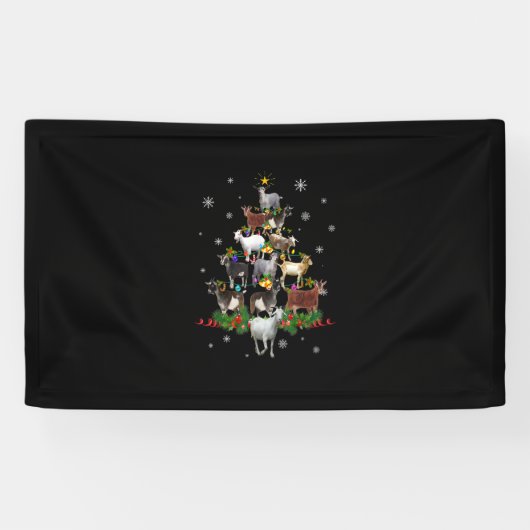 Banderoles Goat Christmas Tree Snow Goat Xmas (Horizontal)
