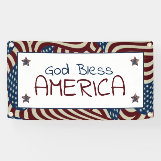Banderoles God Bless America Red White Blue Flags (Horizontal)