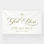 Banderoles GOD BLESS gold banner backdrop  (Horizontal)
