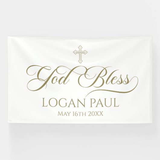 Banderoles GOD BLESS gold banner backdrop (Horizontal)