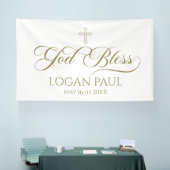 Banderoles GOD BLESS gold banner backdrop (Salon professionnel)