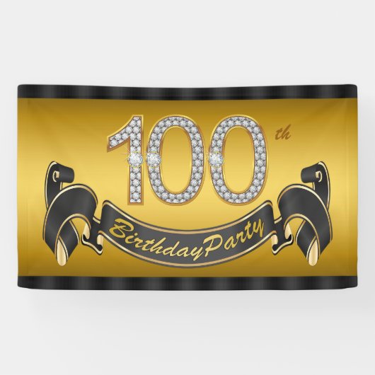 Banderoles Gold 100th Birthday Party (Horizontal)