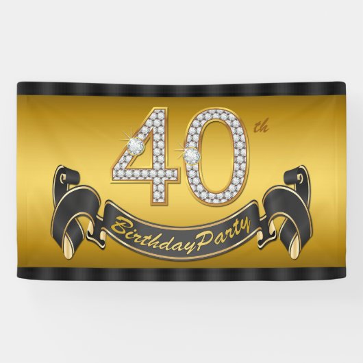 Banderoles Gold 40th Birthday Party (Horizontal)