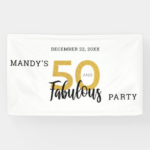 Banderoles Gold 50 et fabuleux 50e anniversaire personnalisé