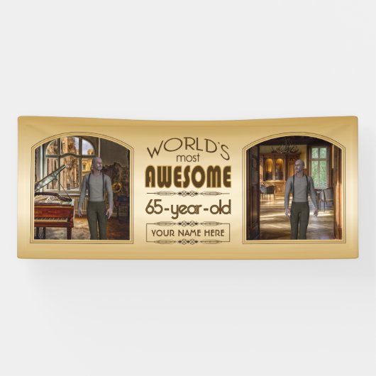 Banderoles Gold 65th Birthday World's Best Custom Photo Frame (Horizontal)