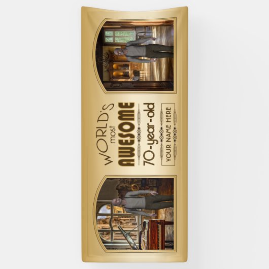 Banderoles Gold 70th Birthday World's Best Custom Photo Frame (Vertical)