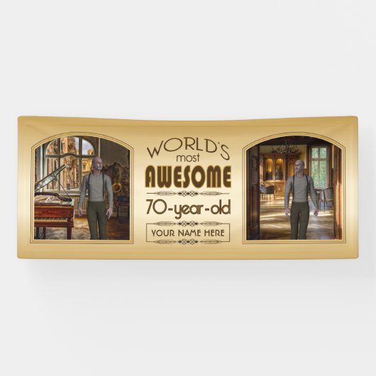 Banderoles Gold 70th Birthday World's Best Custom Photo Frame (Horizontal)