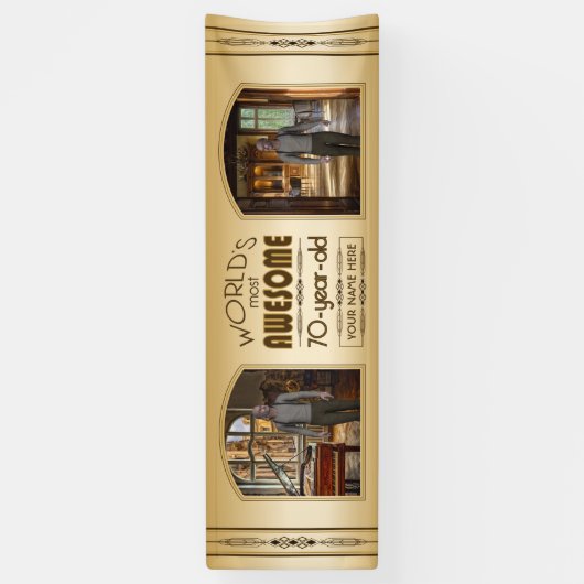 Banderoles Gold 70th Birthday World's Best Custom Photo Frame (Vertical)