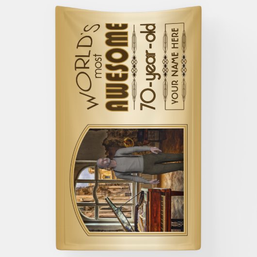 Banderoles Gold 70th Birthday World's Best Custom Photo Frame (Vertical)