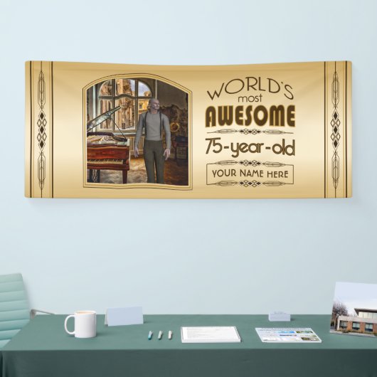 Banderoles Gold 75th Birthday World's Best Custom Photo Frame (Salon professionnel)