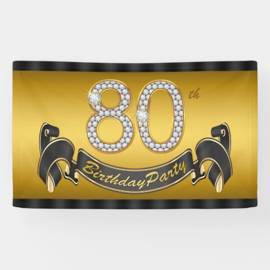 Banderoles Gold 80th Birthday Party (Horizontal)