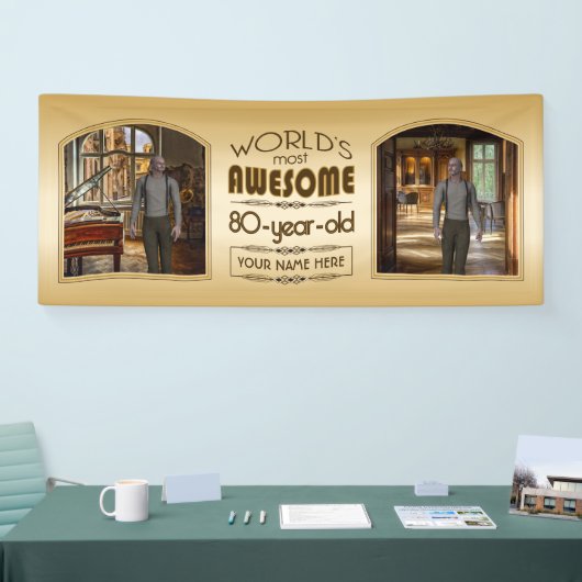 Banderoles Gold 80th Birthday World's Best Custom Photo Frame (Salon professionnel)