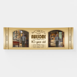 Banderoles Gold 80th Birthday World's Best Custom Photo Frame