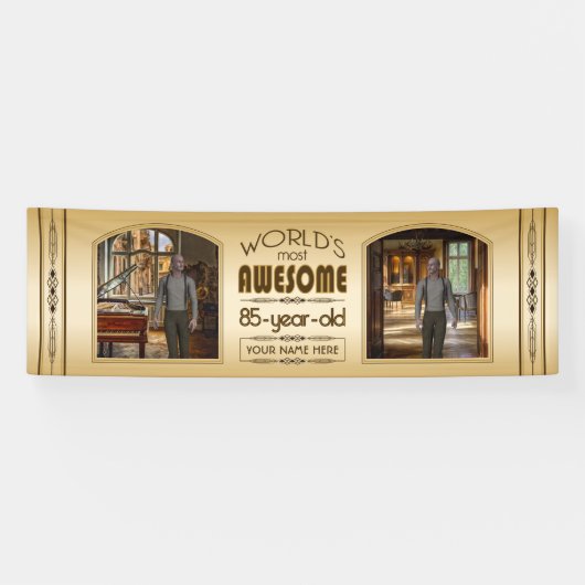Banderoles Gold 85th Birthday World's Best Custom Photo Frame (Horizontal)