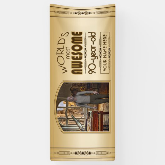 Banderoles Gold 90th Birthday World's Best Custom Photo Frame (Vertical)