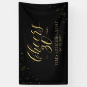 Banderoles Gold & Black Modern Cheers 30e fête d'anniversaire (Vertical)