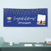Banderoles Gold & Blue Confetti Félicitation Graduation (Salon professionnel)