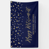 Banderoles Gold & Blue Confetti | Joyeux parti de retraite (Vertical)
