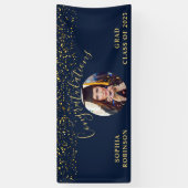 Banderoles Gold Blue Custom Photo Graduation Party (Vertical)
