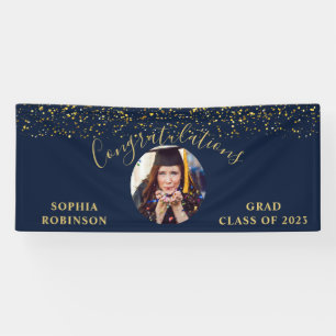 Banderoles Gold Blue Custom Photo Graduation Party