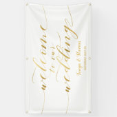 Banderoles Gold Calligraphy White Bienvenue À Notre Mariage (Vertical)