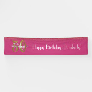 Banderoles Gold Confetti 50 & Fabulous Happy Birthday, Pink