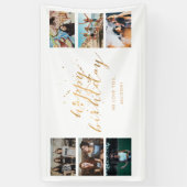 Banderoles Gold Confetti Photo Collage Anniversaire (Vertical)
