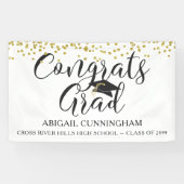 Banderoles Gold Confetti Script GRAS GRAD Blanc (Horizontal)