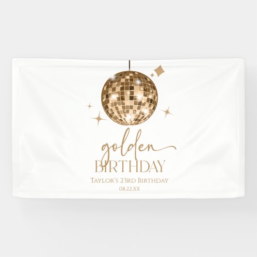 Banderoles Gold Disco Ball Golden Anniversaire (Horizontal)