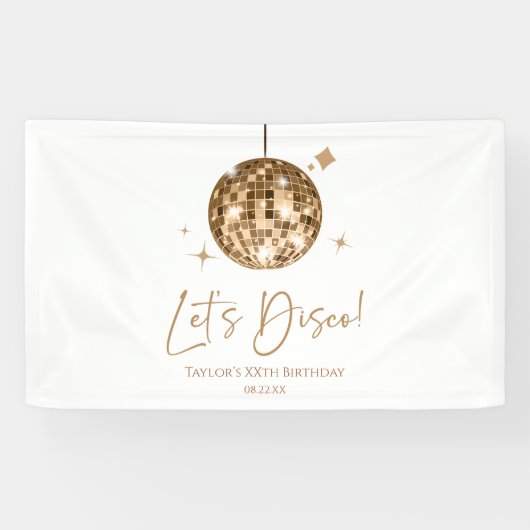 Banderoles Gold Disco Ball Let's Disco Anniversaire (Horizontal)