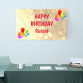 Banderoles Gold et Red Happy Birthday (Salon professionnel)