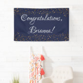 Banderoles Gold Faux Confetti, Dark Navy Blue Félicitations (En situation)