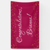 Banderoles Gold Faux Confetti, Raspberry Pink Félicitations (Vertical)